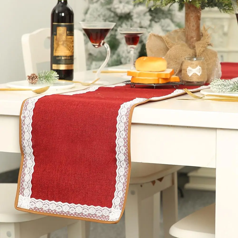 Хорошо распределенная Рождественская прочная Мешковина кружевной стол бегун
