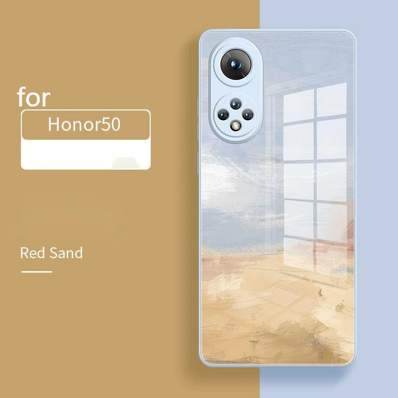 for glory 50 mobile phone case for honor50pro tempered glass fall for huawei 50se lens full package color painting small fresh free global shipping