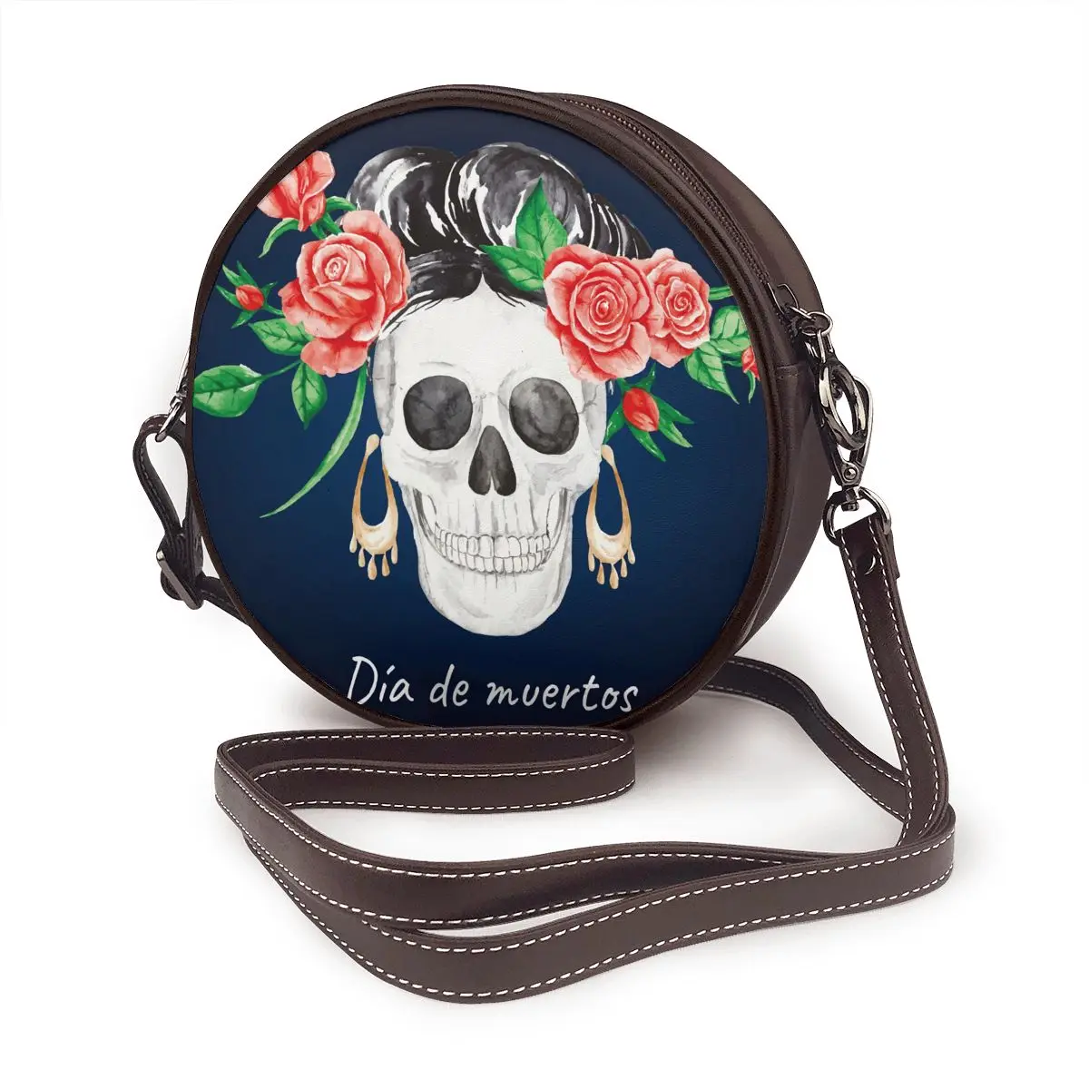 

Женская сумка-мессенджер с принтом черепа и цветов