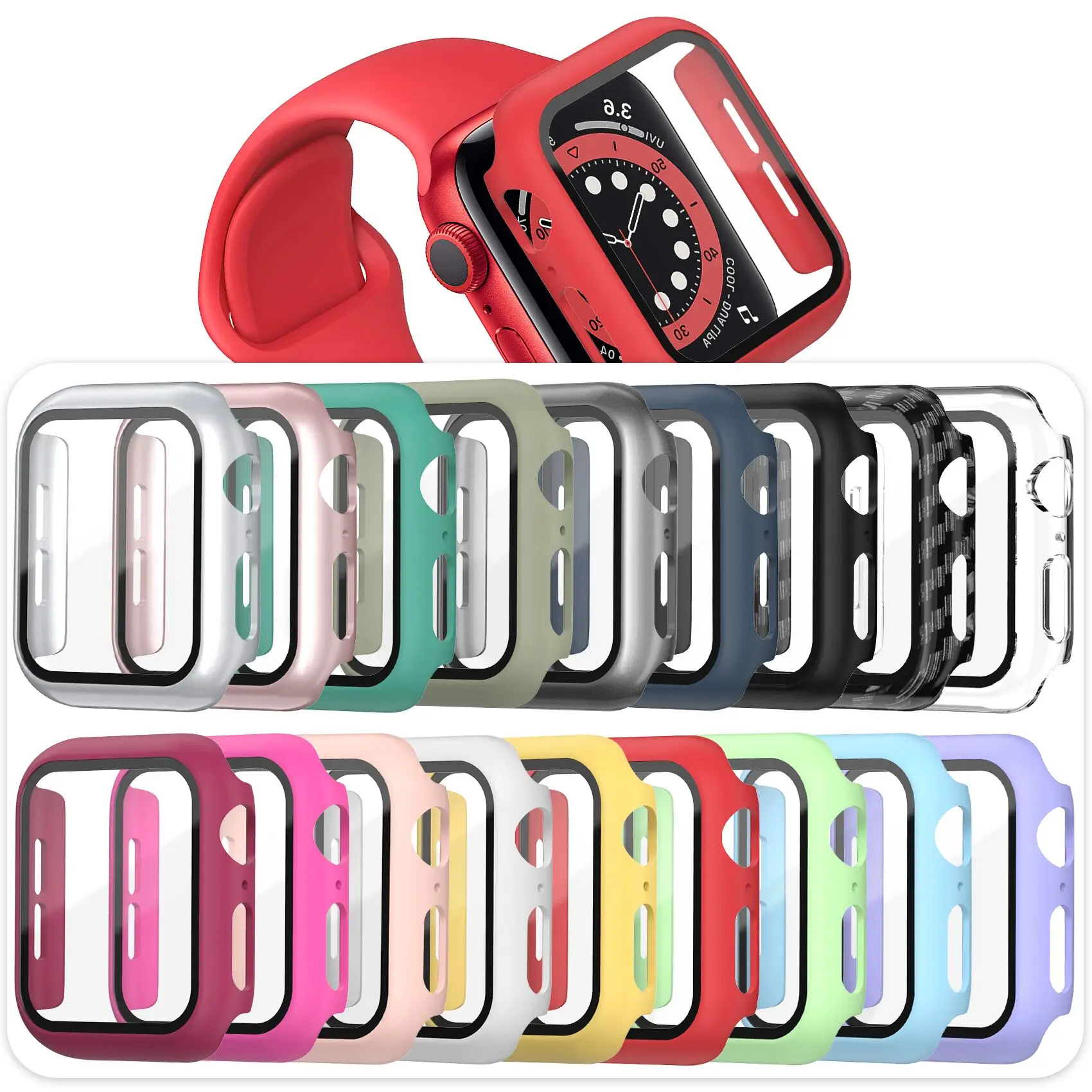 Стекло + матовый чехол для Apple Watch Series 6 5 4 SE 44 мм 40 3 2 1 42 38 защита экрана бампера