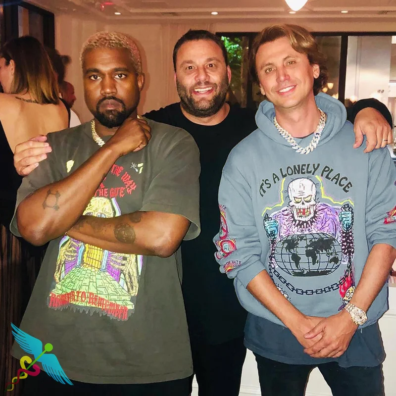 

Oversize XXXTentacion Hold The Gate Kanye West Hoodie It's A Lonely Place Kanye West Skull Haunted House Graffiti Print Pullover