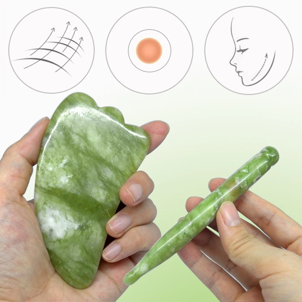 5 шт Gua Sha соскабливающий Массаж Уход за кожей лица нефритовый массаж спины и расслабление лица ноги похудение тонкий скребок для иглоукалывания V line