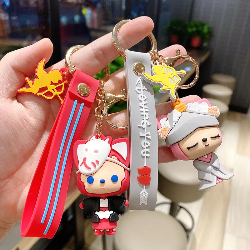 K20054 Kawiia 2021 цветок женский лиса Японский милый ПВХ мультфильм пара подарок брелок сумка кулон подарок для женщин Свадьба