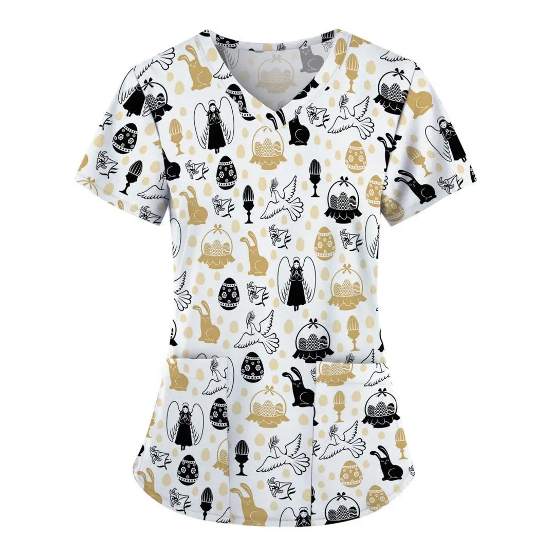 Униформа медсестры и врача с принтом кролика скрабы топы комбинезоны