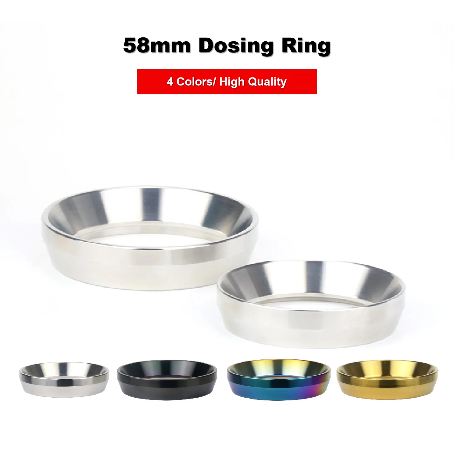 

58mm Espresso Dosing Ring Funnel 304 Stainless Steel Coffee Dosing Ring Compatible with Breville Portafilter
