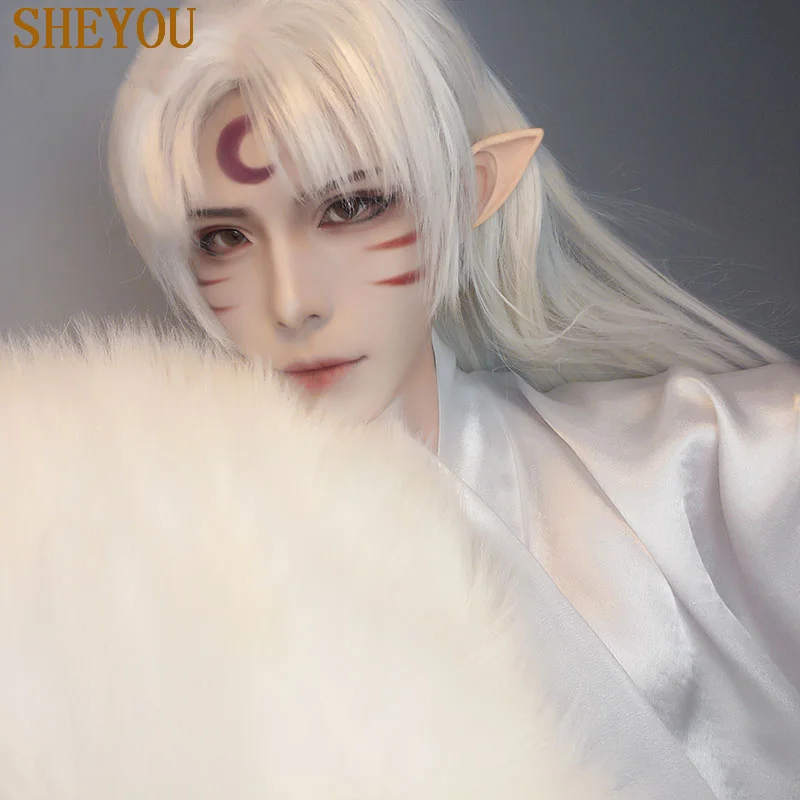 39in 100 см длинные Inuyasha Sesshomaru парик с соблазнительными кошачьими ушками