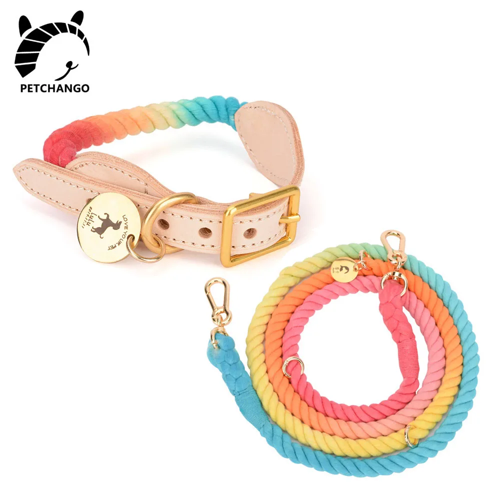 

Leather Dog Collar Cotton & Leather 7 in 1 Multi-function Dog Leash Collar Set for Dogs Small Medium Large Pet Dog Accessories
