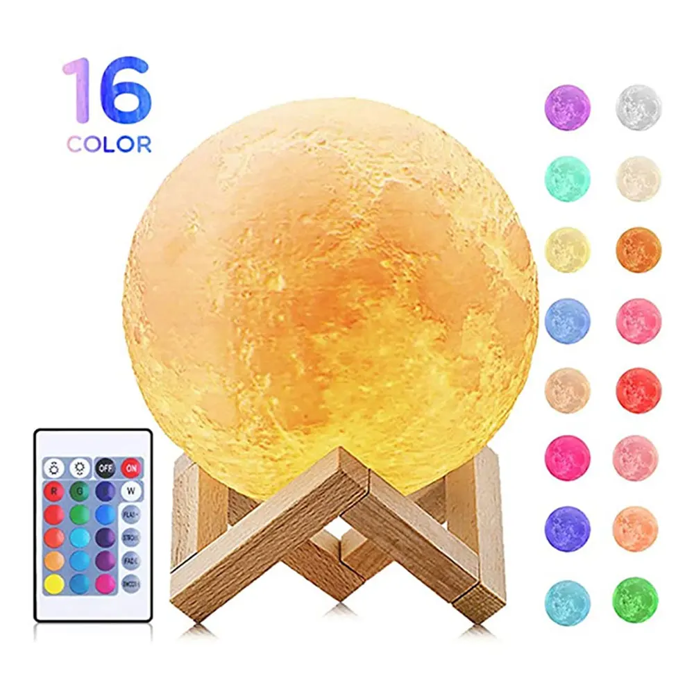 

3D Printing Moon Lamp Night Lights Room Decoration Lights 16 Colors Remote Control and Hands Adjust Creative Gift New Arrival