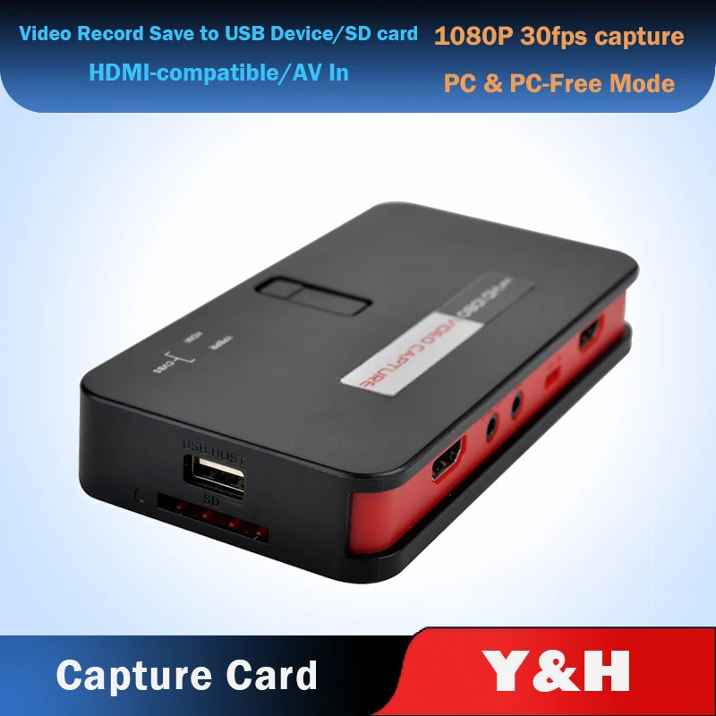 Карта захвата игр Y & H HD 1080P USB диск/SD карта видеозахват с микрофоном совместимая