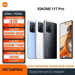 global version xiaomi 11t pro smartphone 128gb256gb snapdragon 888 octa core 120w hypercharge 108mp camera 120hz amoled display free global shipping