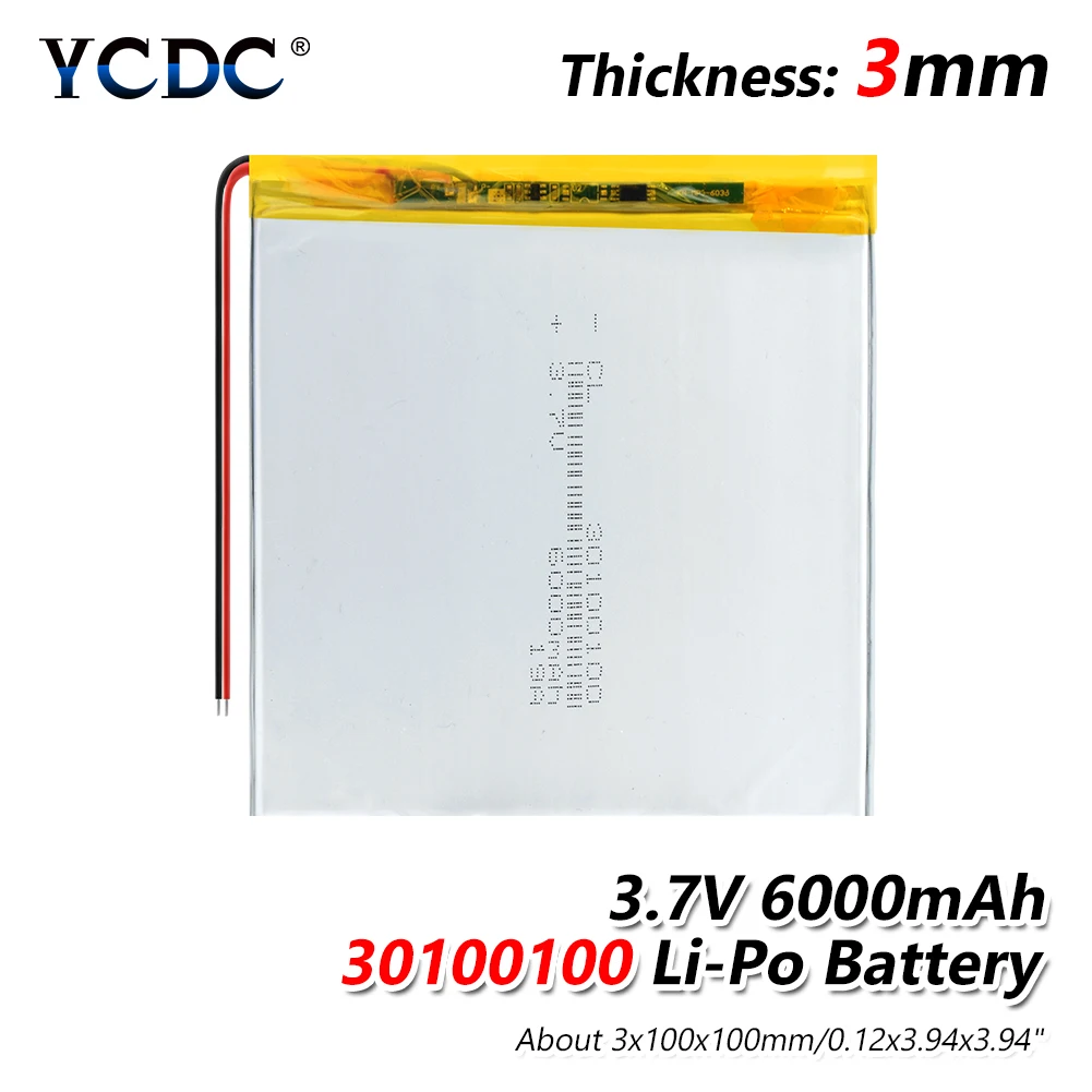 1PC 1/2/4 шт. Перезаряжаемые 3,7 V 30100100 6000mAh литий-полимерный Батарея Замена для электронной книги планшет ноутбук электронная книга - Цвет: 1PC
