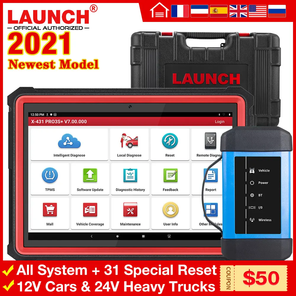Диагностические инструменты LAUNCH X431 PRO3S + V2.0 HDIII для дизельных и автомобильных