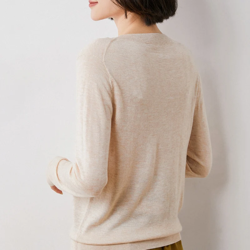 Sweater women spring 2021 new casual solid color sweater women slim knit sweater V-neck cashmere pullover wool top