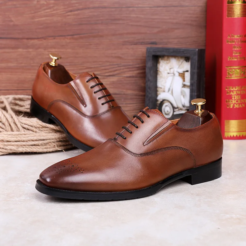 Мужские туфли оксфорды из зернистой кожи DESAI черные формальные в британском