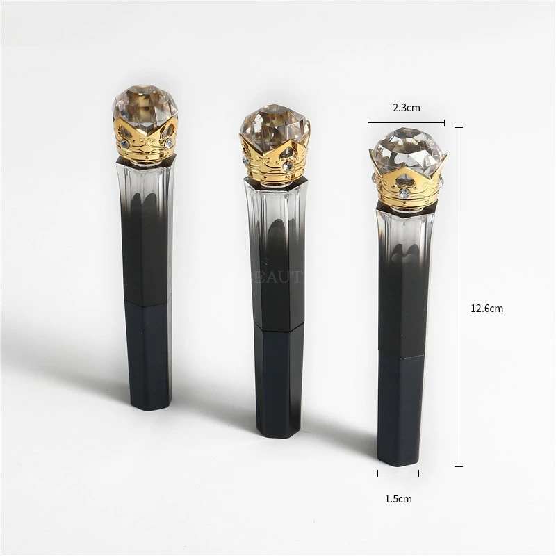 

100pcs Empty Plastic Black Gradient Lipstick Tube Lip Balm Tubes Crown Cap DIY Refillable Cosmetic Containers 8.3MM