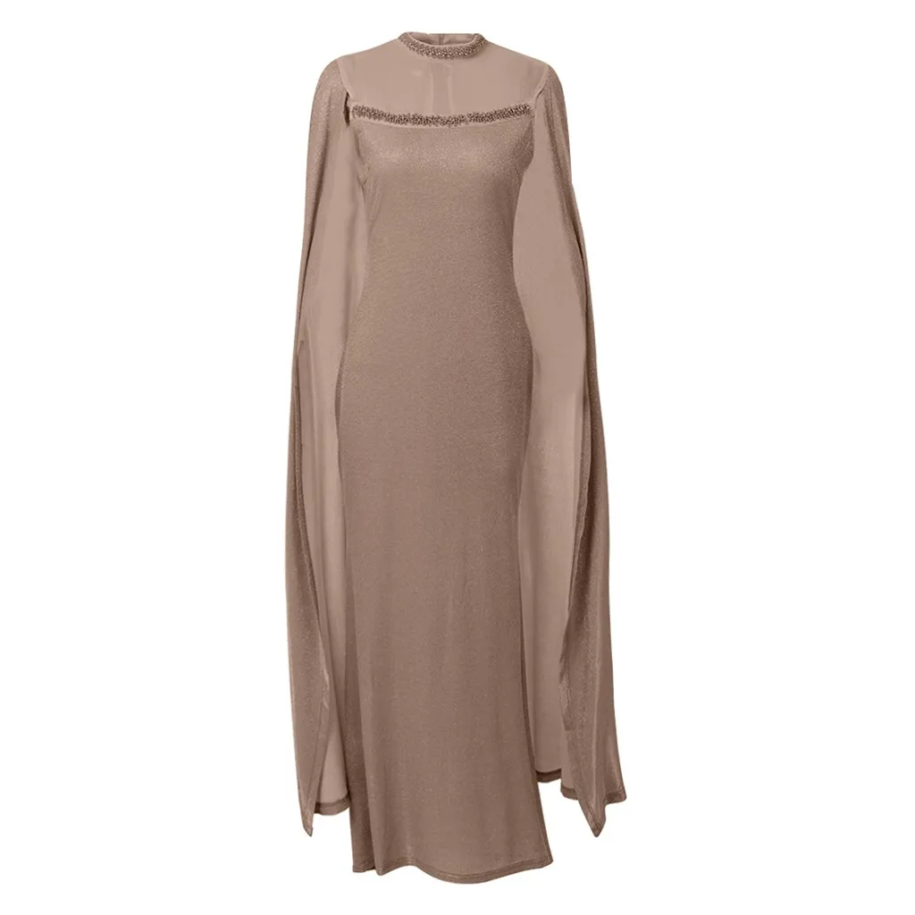 Серебристая накидка платье с рукавом женские вечерние платья большая шаль подол