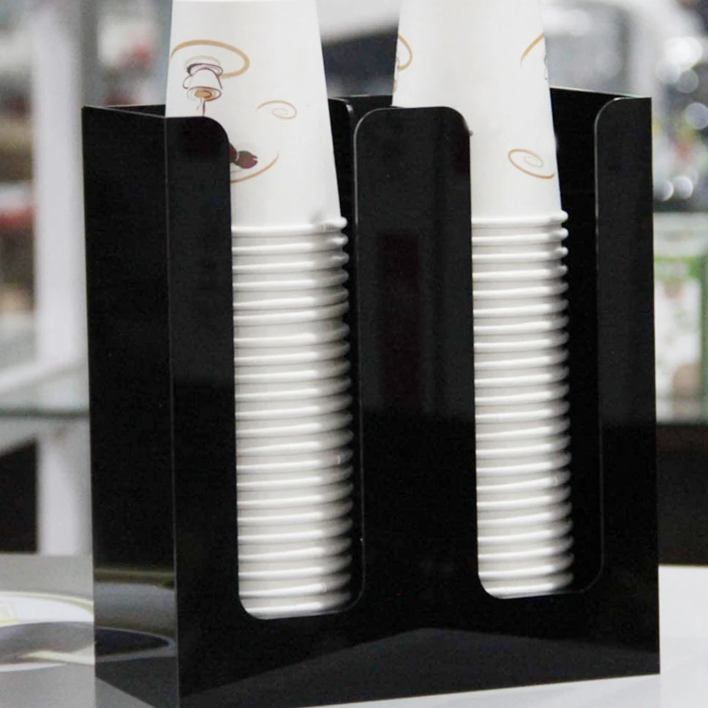 2 Compartments Coffee Cup Lid Organizer Paper Dispenser Storage Rack | Дом и сад