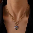 Женское Ожерелье из нержавеющей стали, золотистая подвеска в виде любовного цветка, из титановой стали, с милым дизайном