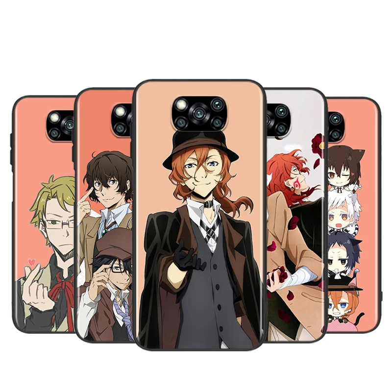 

Cute Anime Bungou Stray Dogs For Xiaomi Poco X3 NFC F3 GT X2 M3 M2 5G Pro Mi A3 Lite 9SE CC9 Soft Black Phone Case Shell