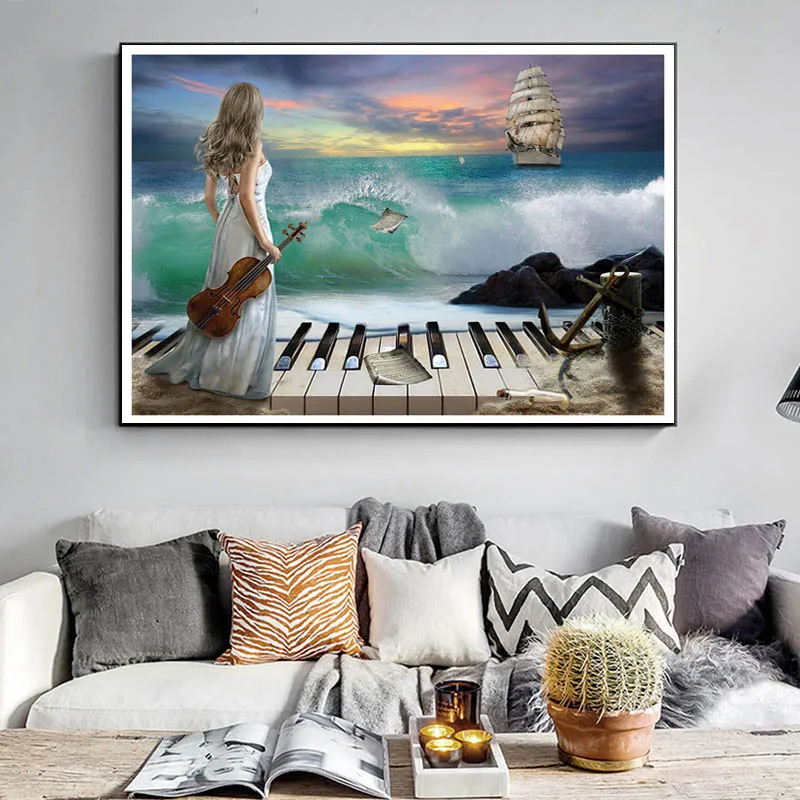 

5D Diy Diamond Painting Sea Symphony Seascape Full Drills Diamond Embroidery Sale Rhinestones Pictures Wall Art Decor