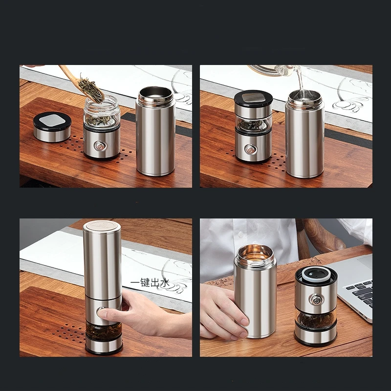 Стеклянный чай 500 мл стеклянный термос из нержавеющей стали Вакуумная чашка