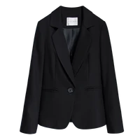 office lady suit jacket black blazer womens coat autumn winter formal work suit pocket classic slim casual long blazer dress