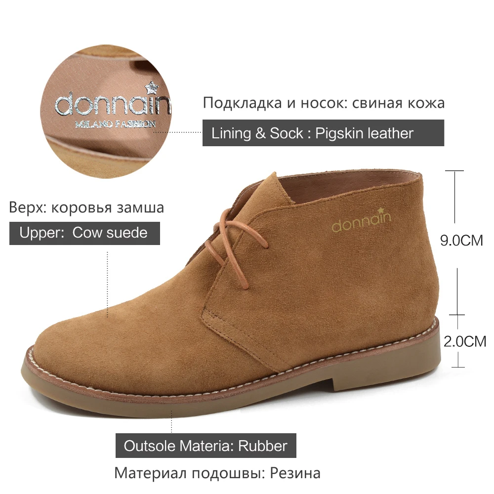 Donna-in/Модные Ботинки martin; женские ботильоны для взрослых; сезон осень-весна; коллекция года; Повседневная замшевая женская обувь на низком каблуке со шнуровкой