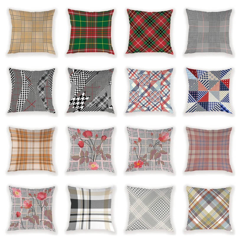 Геометрический чехол для подушки кровати клетчатая Подушка пляжный Чехол на