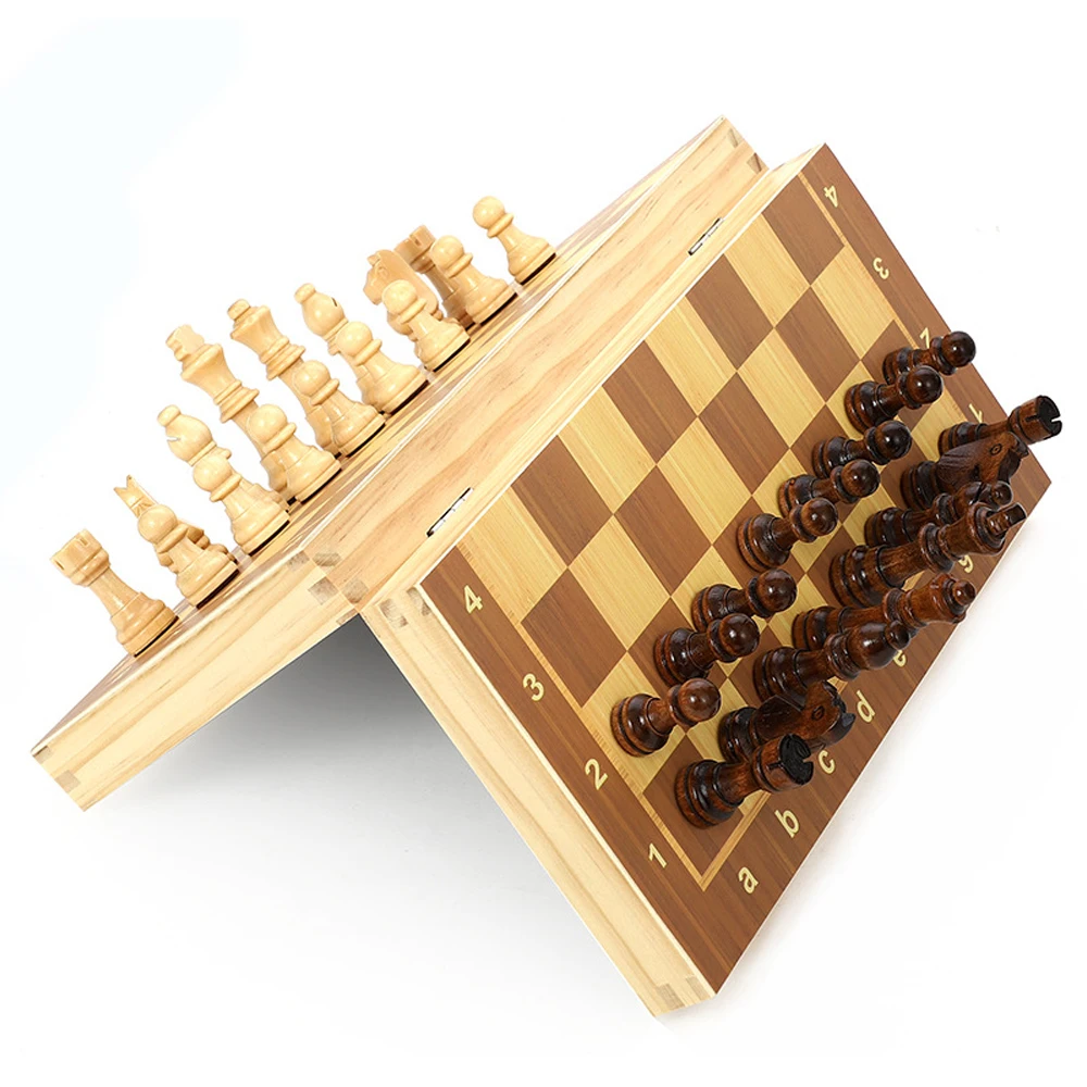 

Large Magnetic Wooden Folding Chess Set Felted Game Board 39cm*39cm Interior Storage Adult Kids Gift Family Game Chess Board