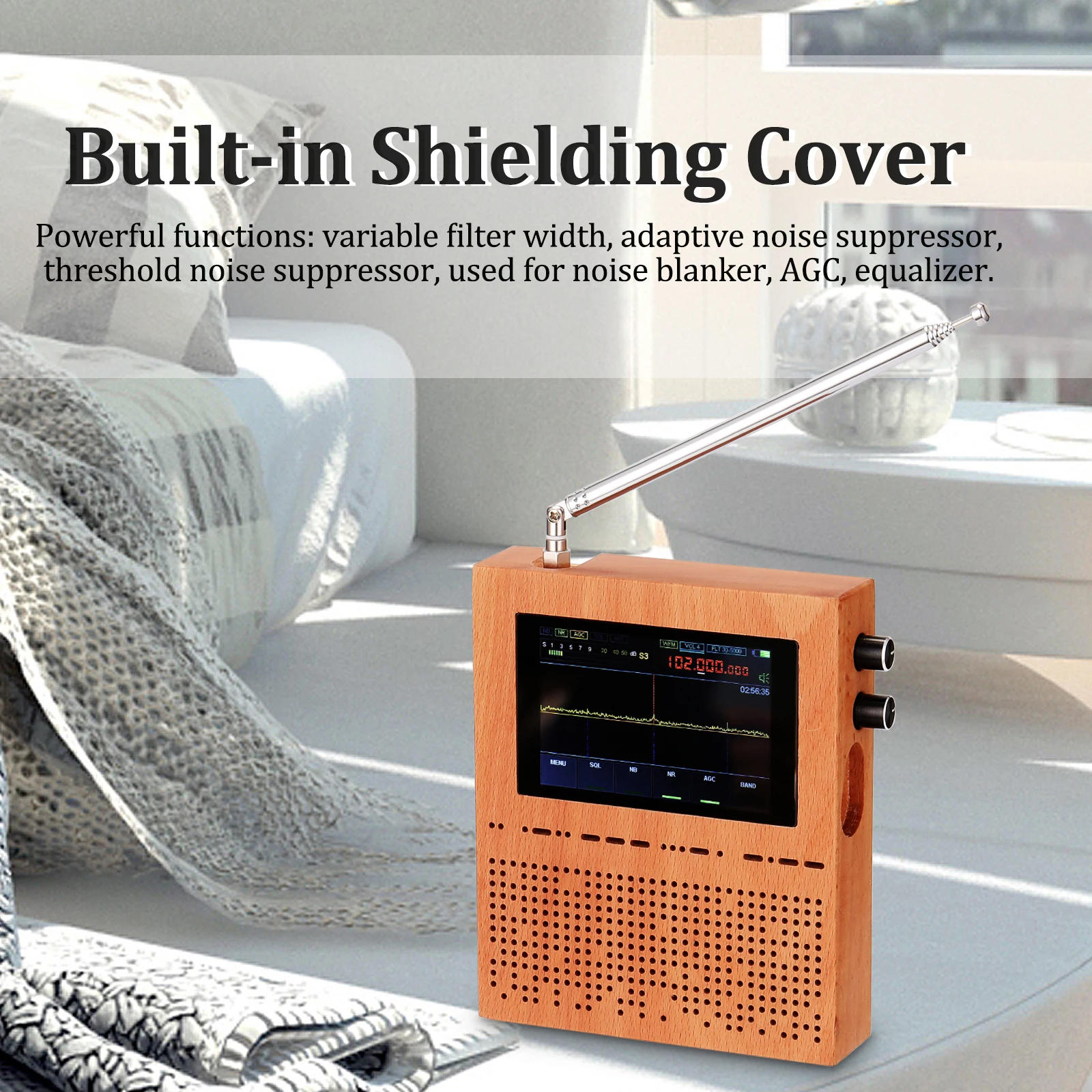 

3.5 Inch LCD Screen Digital Signal Receiver SDR Radio Malachite Malahit DSP SDR Receiver Wood Shell Heavy Bass Speakers