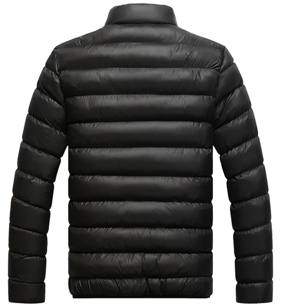 Зимняя мужская куртка 2019 модная парка со стоячим воротником Мужская однотонная