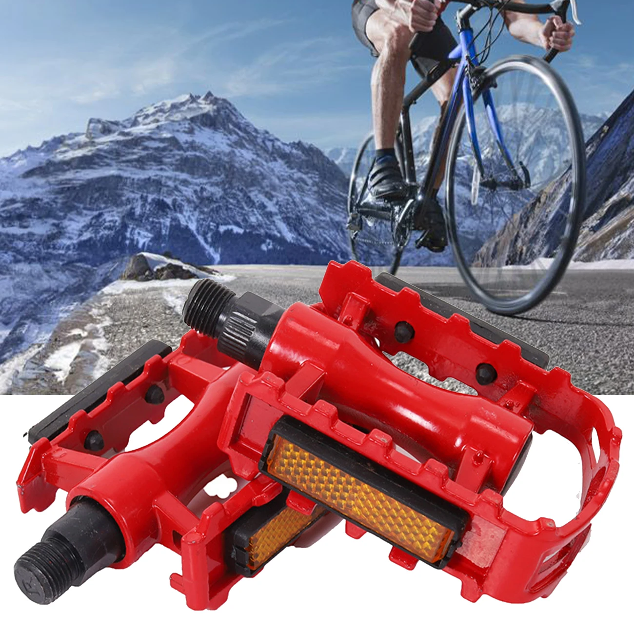 

1 Pair Aluminium Alloy Bicycle Pedals with Reflective Strip Non-Slip Bike Pedals Mountain Bicycle Pedals Set
