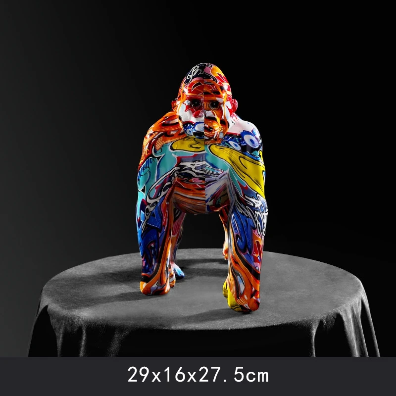 

LBER Creative Decoration Painted Colorful Gorilla Creative Crafts Home Entrance Wine Cabinet TV Cabinet Decoration Gift