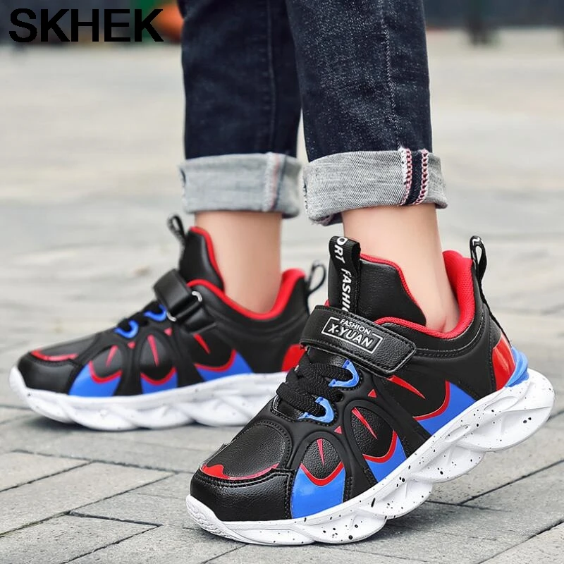 SKHEK Children Sports Shoes Autumn Boys Girls Anti-slip Patchwork Net Breathable Kids Sneakers Infant Child Running Shoe Black | Детская