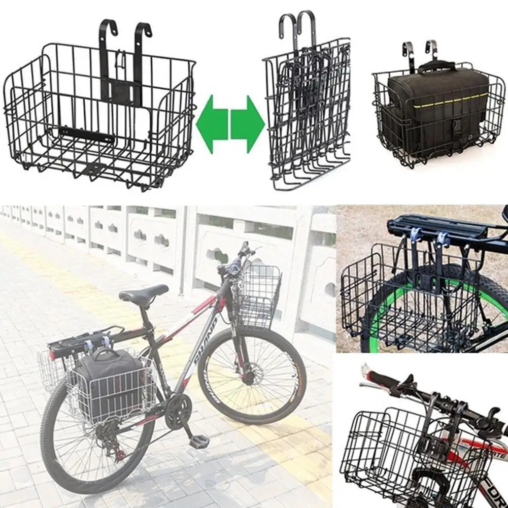 

Bike Bicycle Basket Front Rear Bag Foldable Metal Wire Bike Pannier Carryings Basket Storage Cycling Supplies Mountain