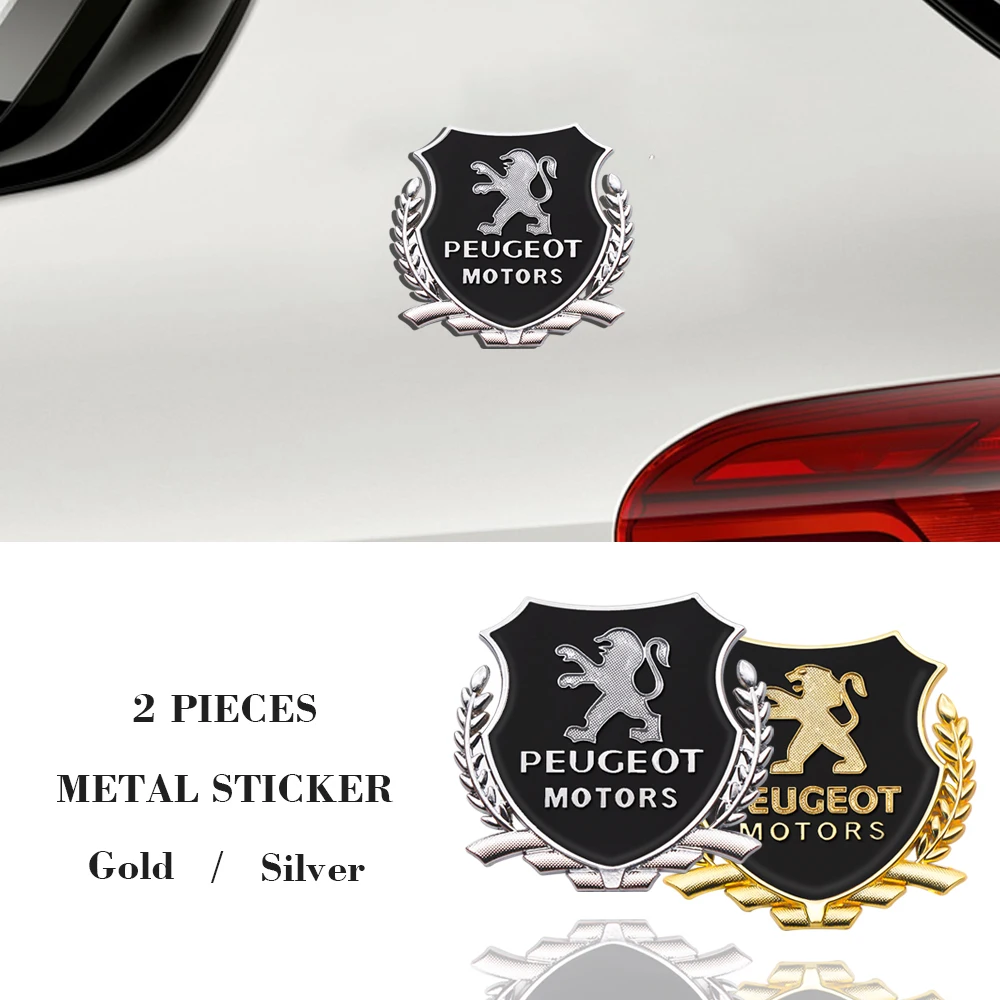 

2PCS Car Styling 3D Metal Stickers Decals Badge Window Emblem Decals For Peugeot 206 207 307 3008 2008 308 408 508 301 208