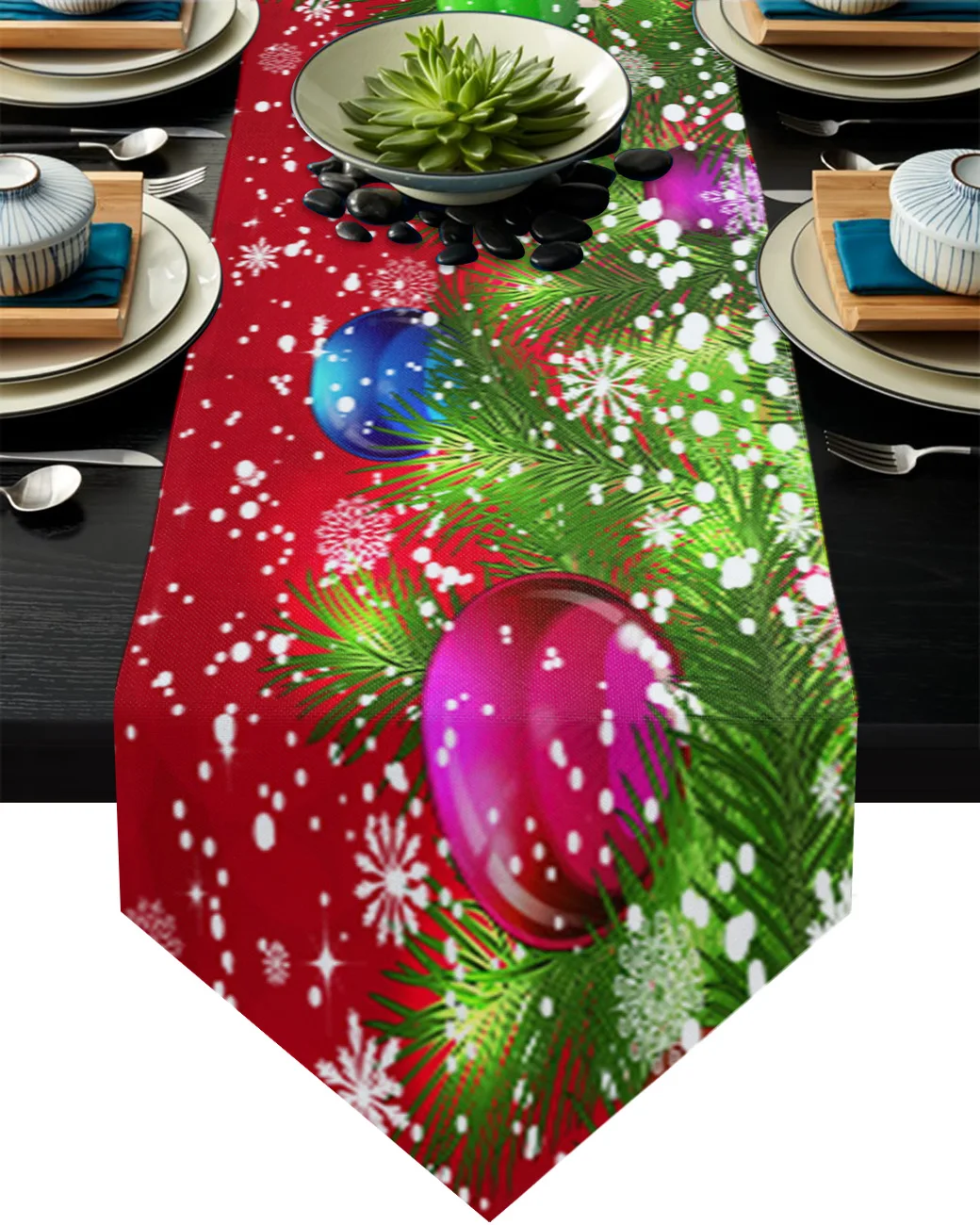 

Рождественская елка, Рождественское украшение, шар, снежинка, Настольная дорожка, для дома, рождественские, новогодние украшения