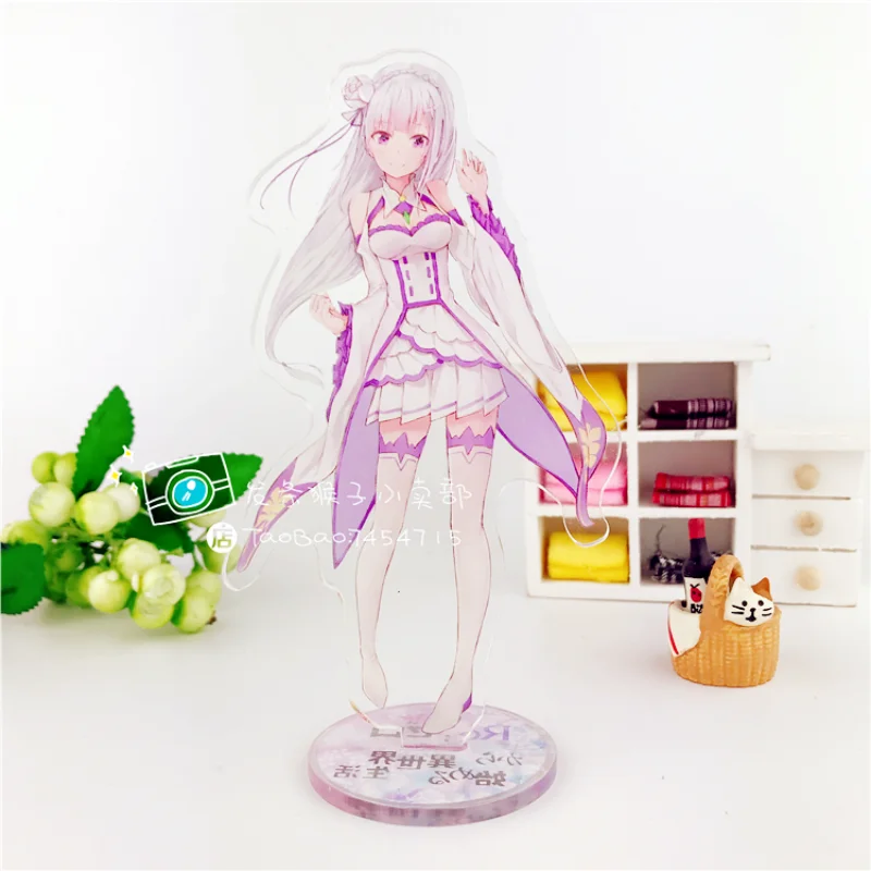 Japan Anime Re Zero kara Hajimeru Isekai Seikatsu Rem Ram Emilia Cosplay Acrylic Stand Figure Double Sided Desk Decor 15cm | Тематическая