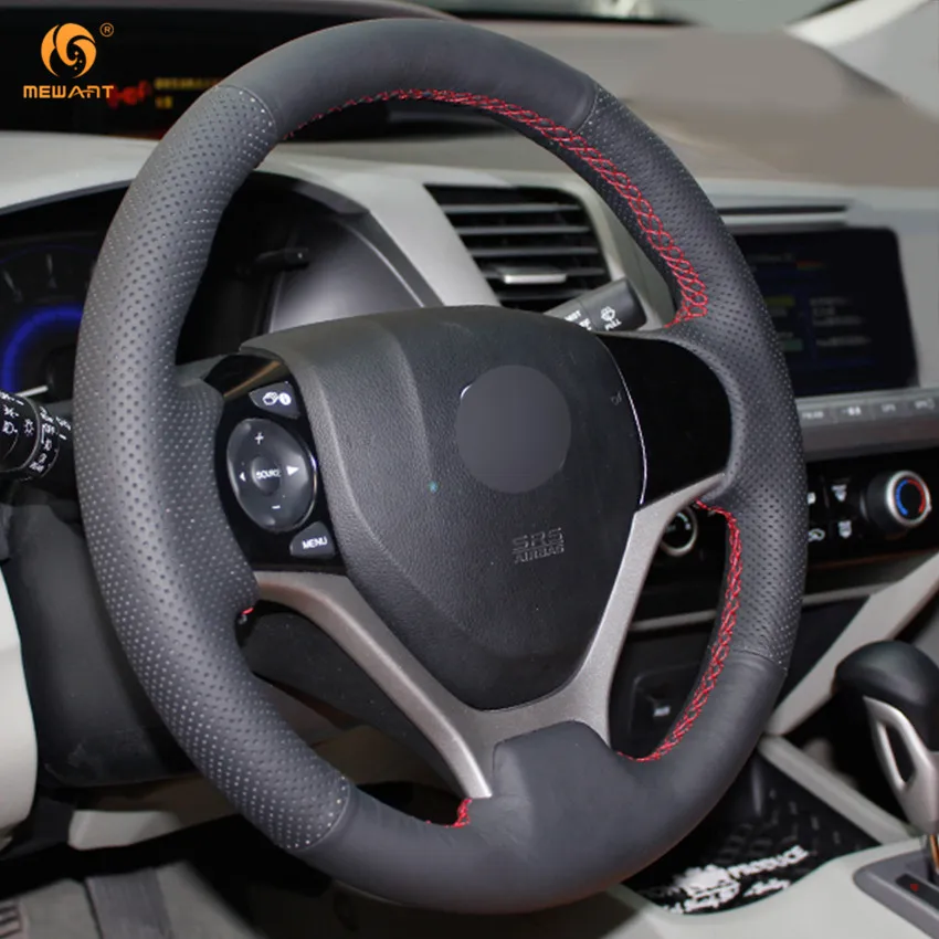 Чехол на руль автомобиля MEWANT из черной искусственной кожи для Honda Civic 2012 2013 2014 2015
