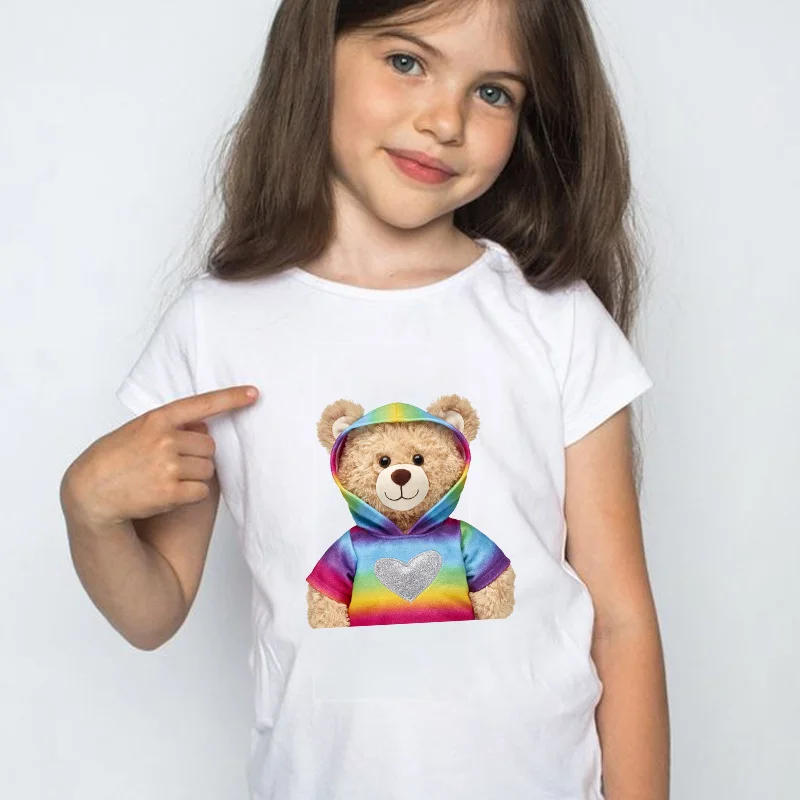 

Футболка с коротким рукавом для мальчиков и девочек, дизайнерская футболка с принтом медведей, милые футболки в стиле Харадзюку, Забавные т...