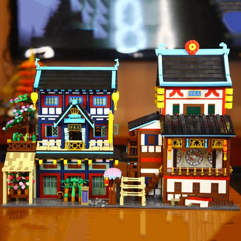 

New DIY Chang'an Zhuque Street Prosperous Tang Dynasty Series Building Blocks Bricks Creative Cities View Toys for Kids Gifts