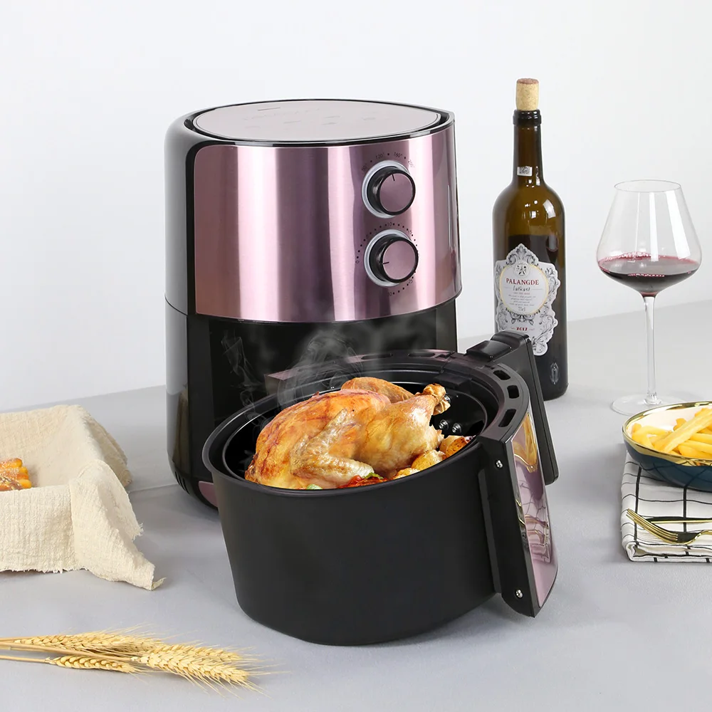 

5.8QT 5L Stainless Steel Hot Air Fryer One Touch Presets With Recipes Book