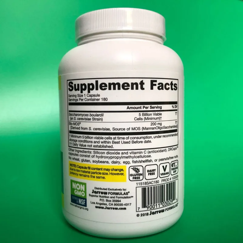 

Jarrow Formulas mos Brady's Yeast Probiotic 180 Capsules/Bottle Free Shipping