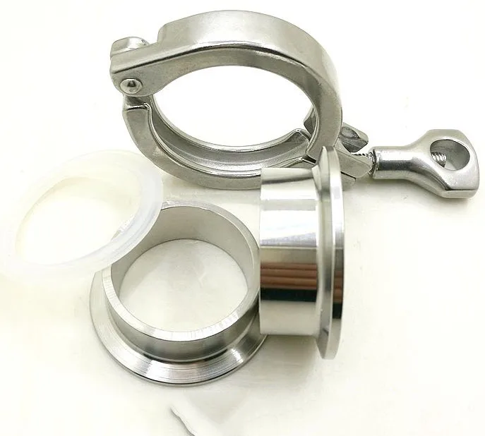 

Free shipping 1-3/4'' 45MM Sanitary TriClamp Ferrule + Tri Clamp + Silicon Gasket SS 304