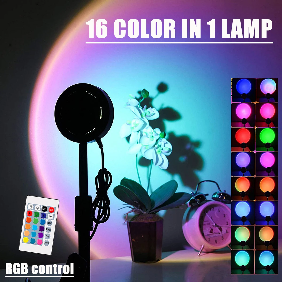 

USB Sunset Lamp Atmosphere LED Night Light for Home Bedroom Bar Shop Decoration Background Wall Projector