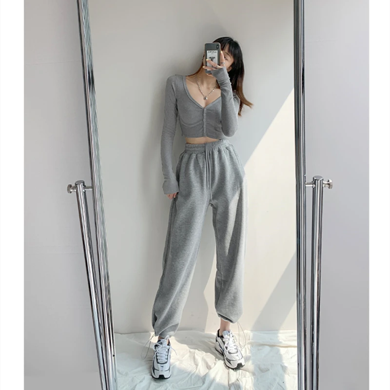 

Весна 2022, черные женские спортивные брюки с высокой талией, прямые мешковатые винтажные вельветовые брюки с широкими штанинами для мам