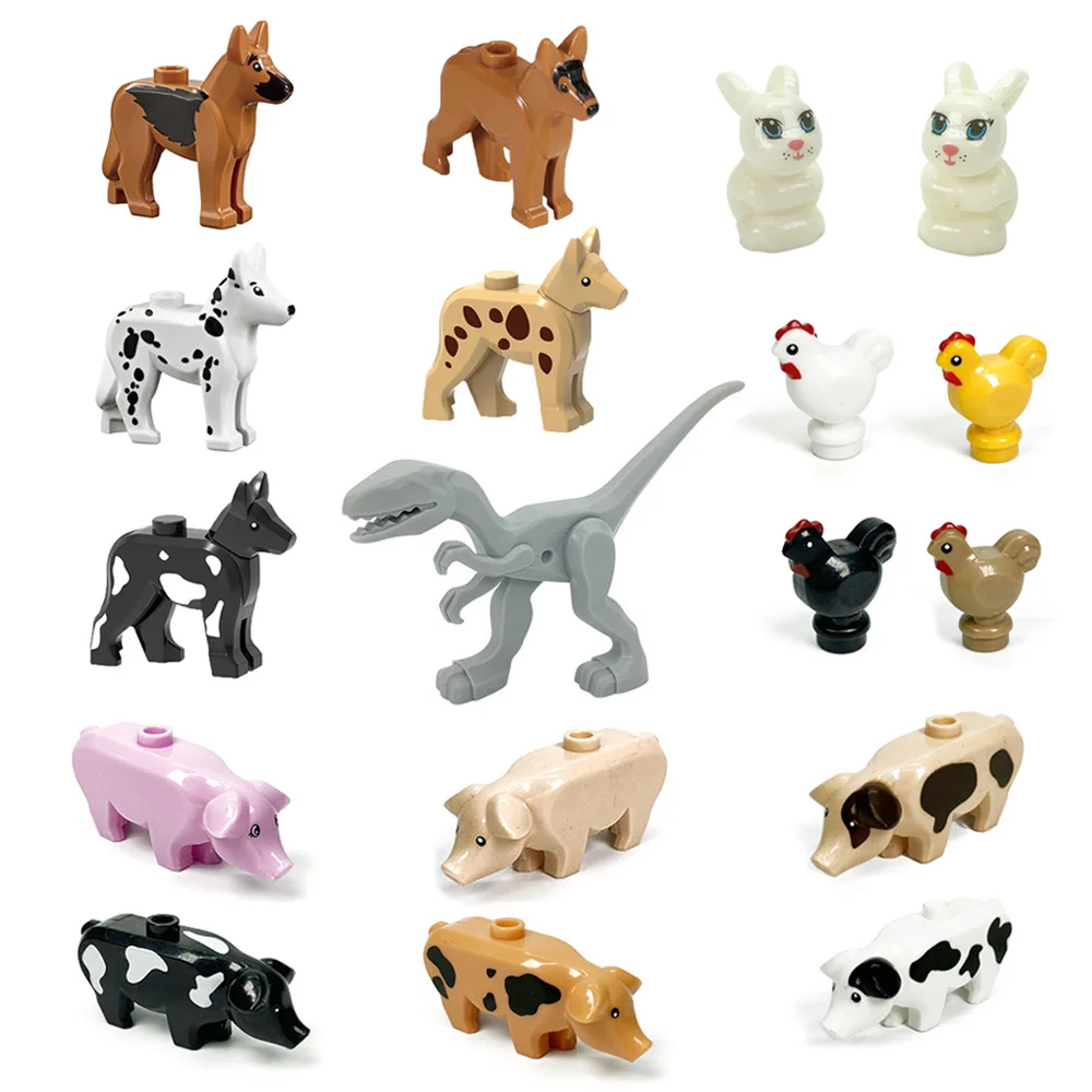 

DIY Farm Animals Life Small Size Bricks Pig Rabbit Dog Chicken Dinosaur Model Assembly Building Blocks Educational Kids Toys