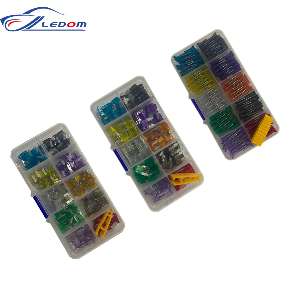 

100Pcs/Box Car Fuses Mini Small Medium 2A - 35A Amp With Box Clip Assortment Auto Standards Mirco Blade Type Fuse Set Truck