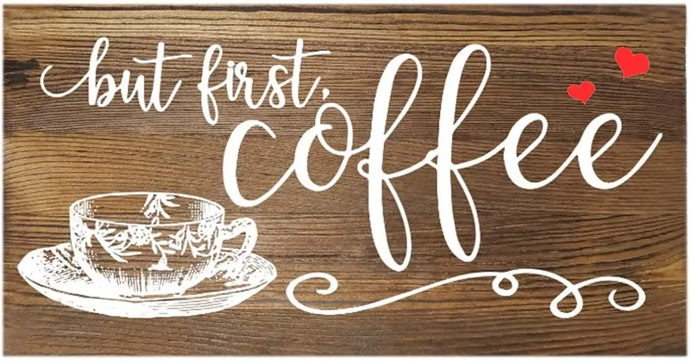 

Rustic Style Imitation Wood Grain Coffee Tin Metal Wall Art Car License Signs, Original Design Thick Tinplate Wall Decoration