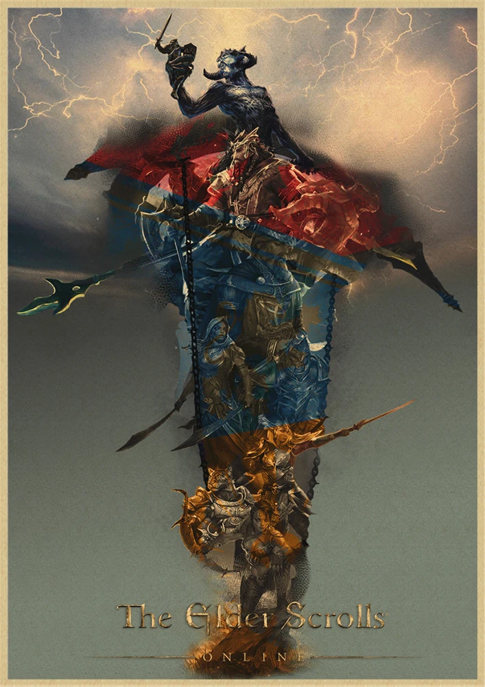 Косплей Классическая игра Свиток V Skyrim Постер из крафт-бумаги настенная наклейка